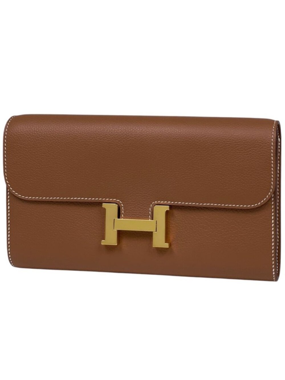 Hermes Constance Long to Go Wallet 2-Way Shoulder Bag Evercolor Gold